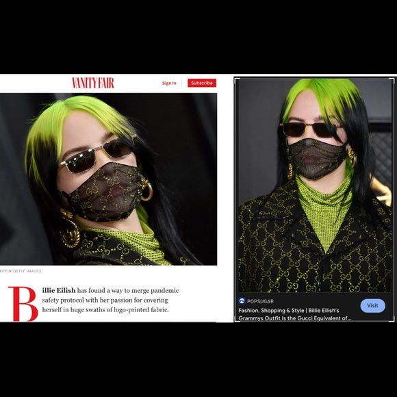 UNISEX GUCCI MIRRORED RAINBOW GG LOGO AS SEEN AT THE GRAMMYS ON BILLIE EILISH - Picture 2 of 16